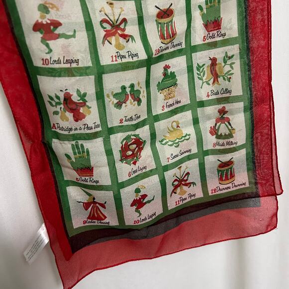 Liz Claiborne Vintage 12 days of Christmas Scarf 25x60 Made in Italy - Picture 3 of 8
